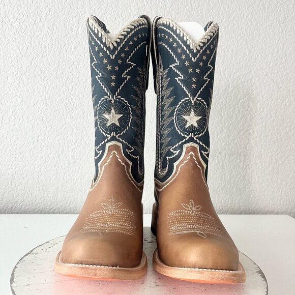 Lane RODEO HOUSTON Mens Cowboy Boots Size 11.5B Brown Leather Western Blunt Toe - Picture 6 of 13